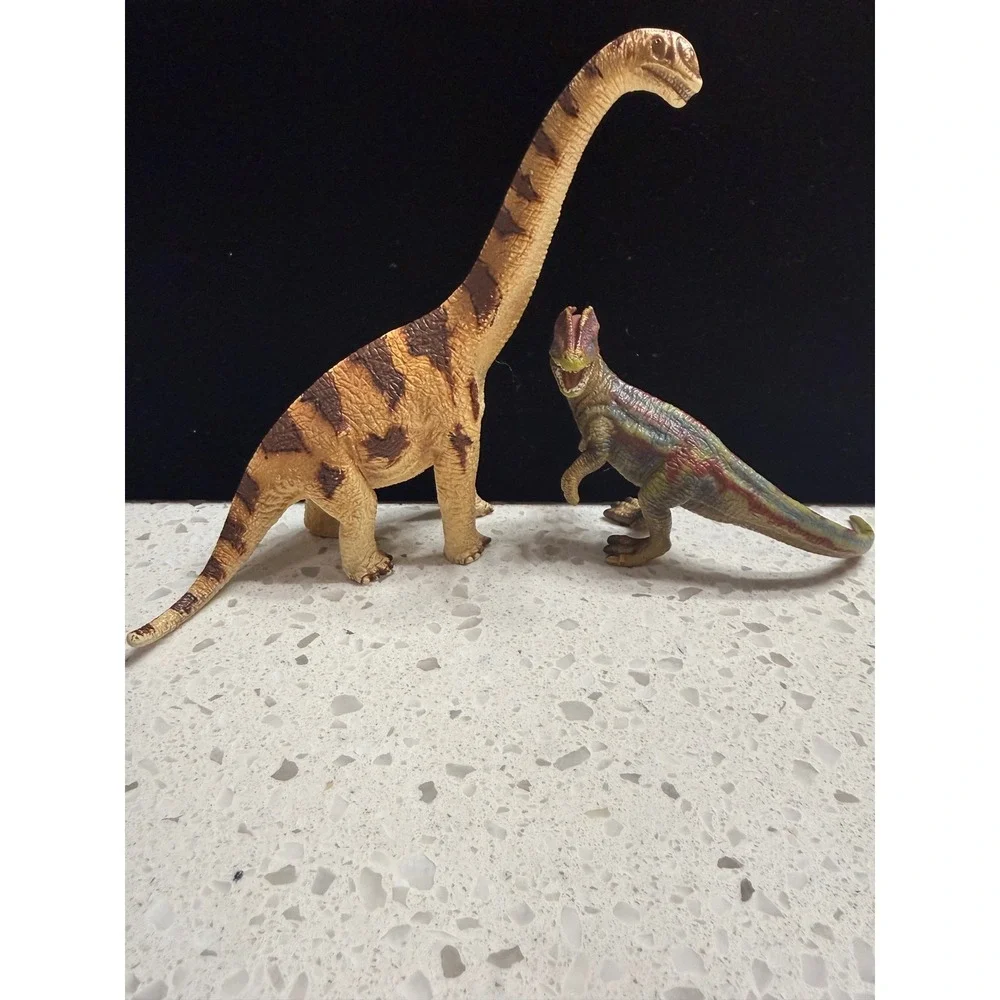 Schleich Dinosaur Figures Tan Green Brachiosaurus Dilophosaurus 2002/2003
